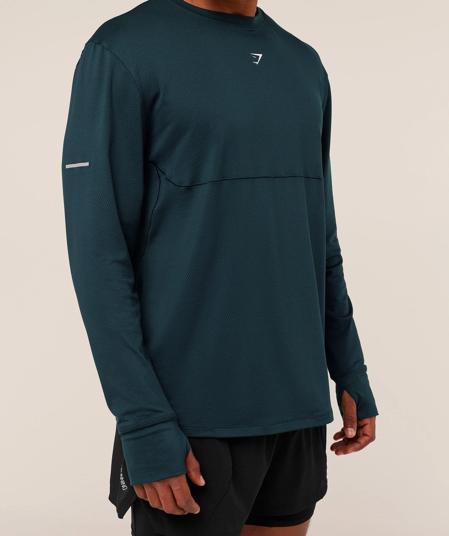Playera Running Manga Larga - Azul