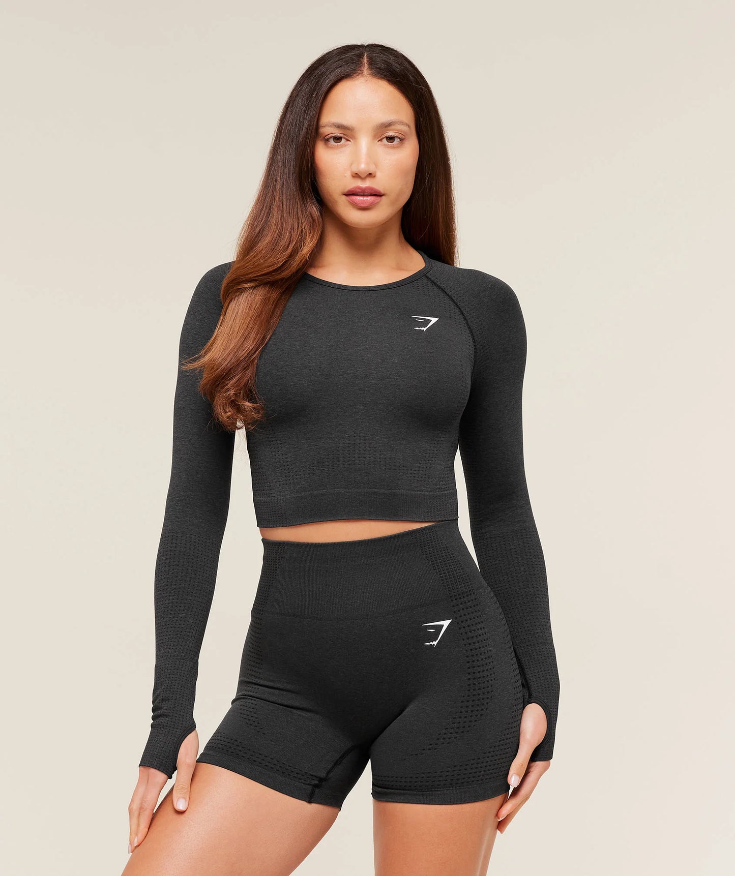Crop Top Vital Manga Larga - Negro